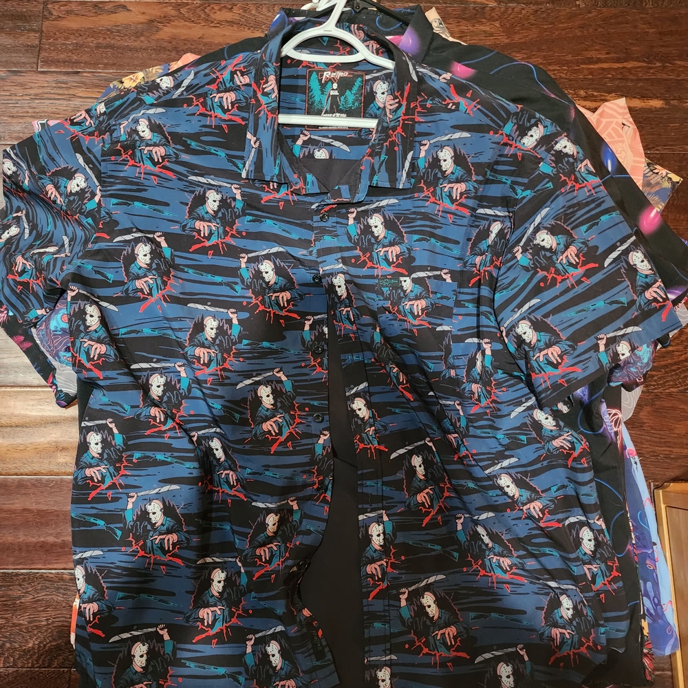 Vibrant Blue Graphic Men's Casual Shirt